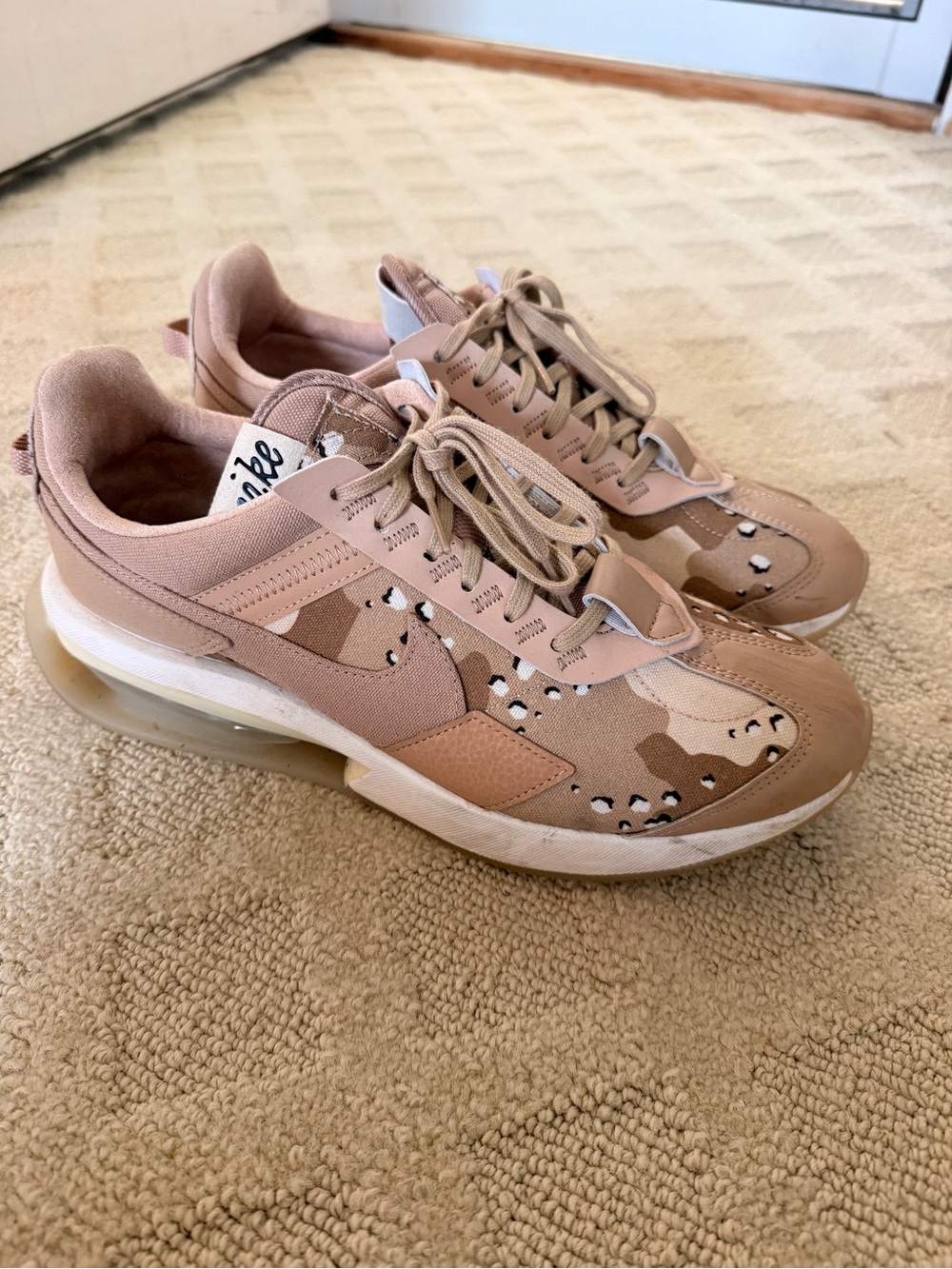 Nike Women’s Beige Pink Camo Air Bubble Sneakers